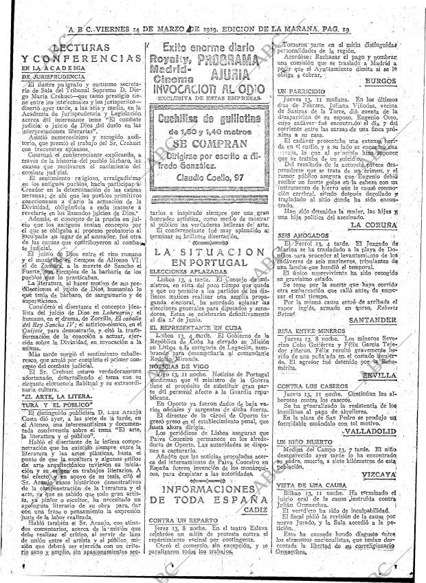 ABC MADRID 14-03-1919 página 19