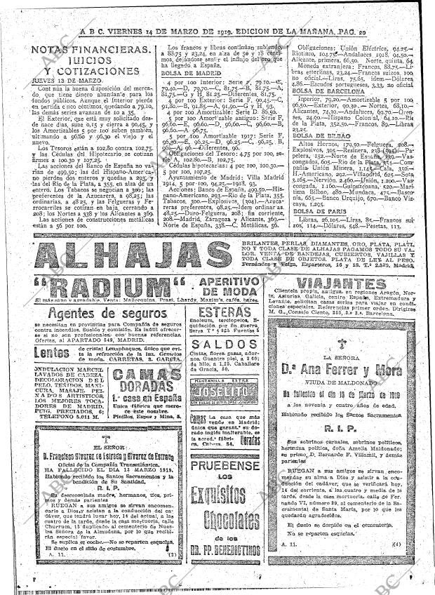 ABC MADRID 14-03-1919 página 20