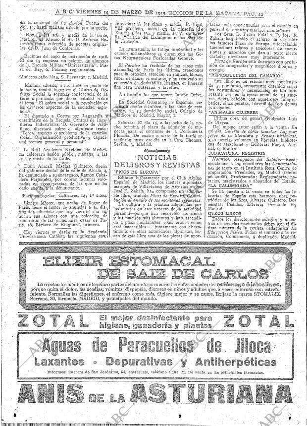 ABC MADRID 14-03-1919 página 22