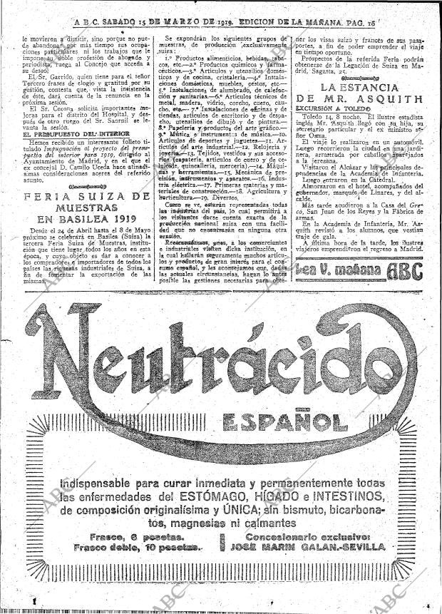 ABC MADRID 15-03-1919 página 16