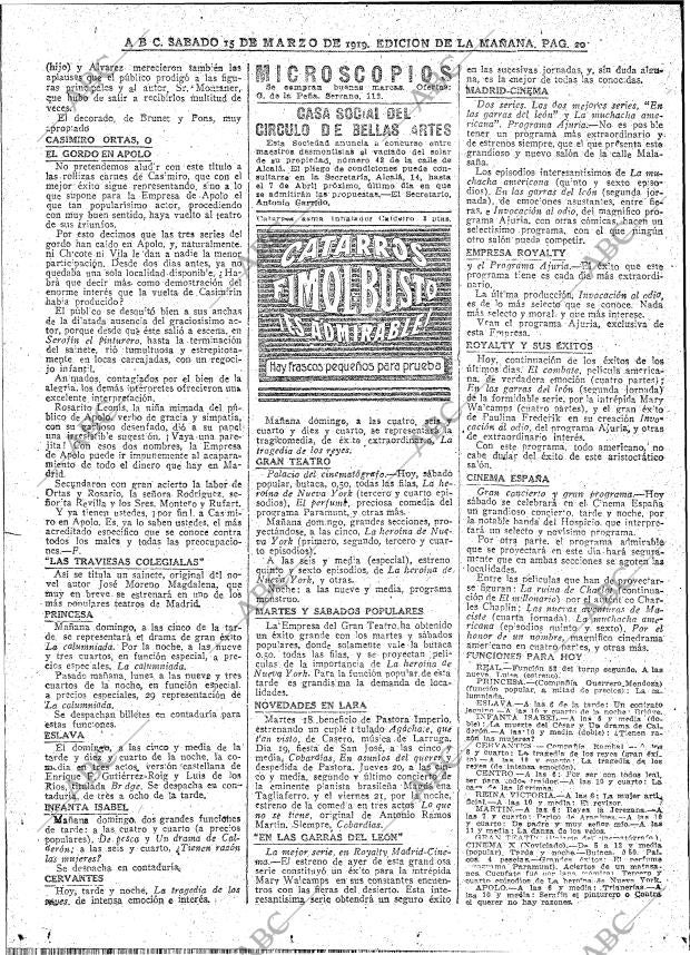 ABC MADRID 15-03-1919 página 20