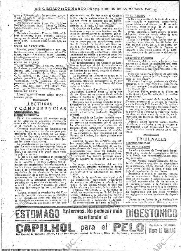 ABC MADRID 15-03-1919 página 22