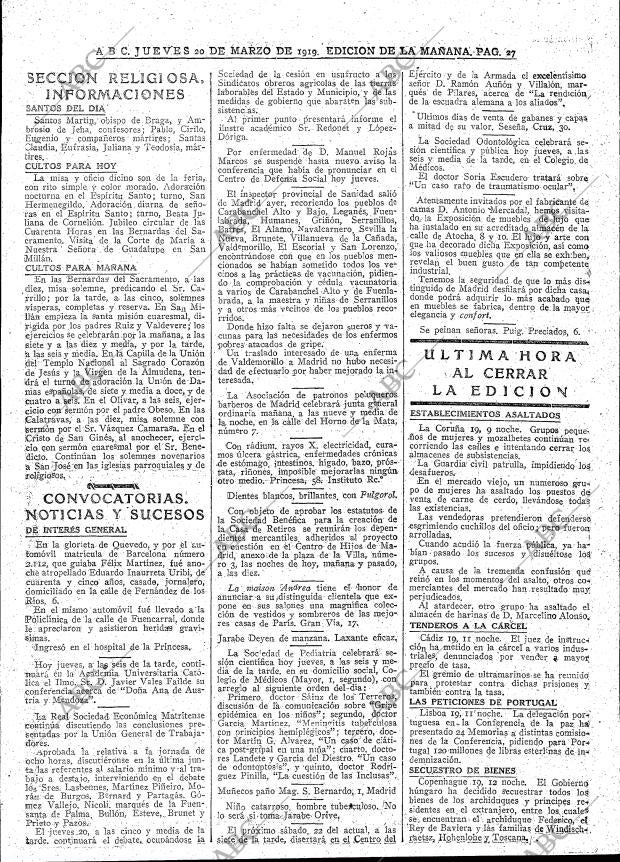 ABC MADRID 20-03-1919 página 27