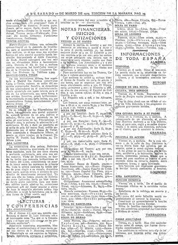 ABC MADRID 22-03-1919 página 23