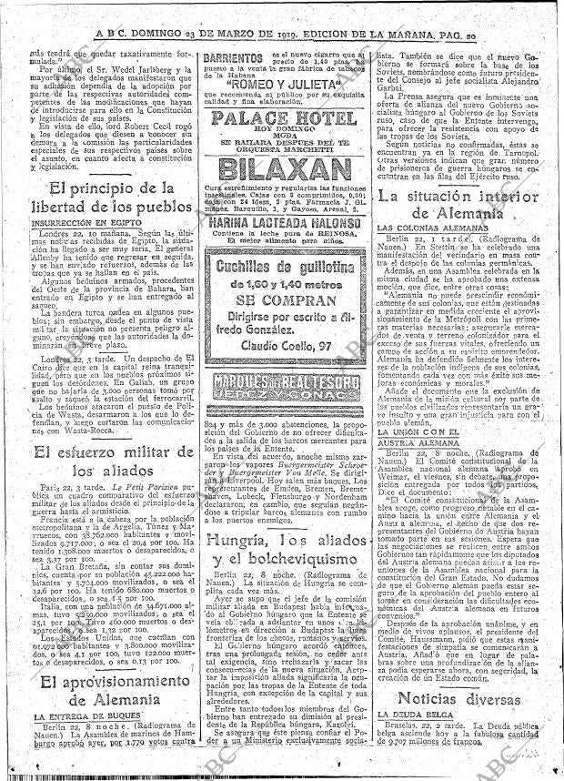 ABC MADRID 23-03-1919 página 20