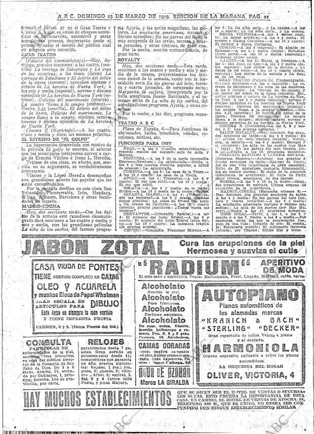 ABC MADRID 23-03-1919 página 22