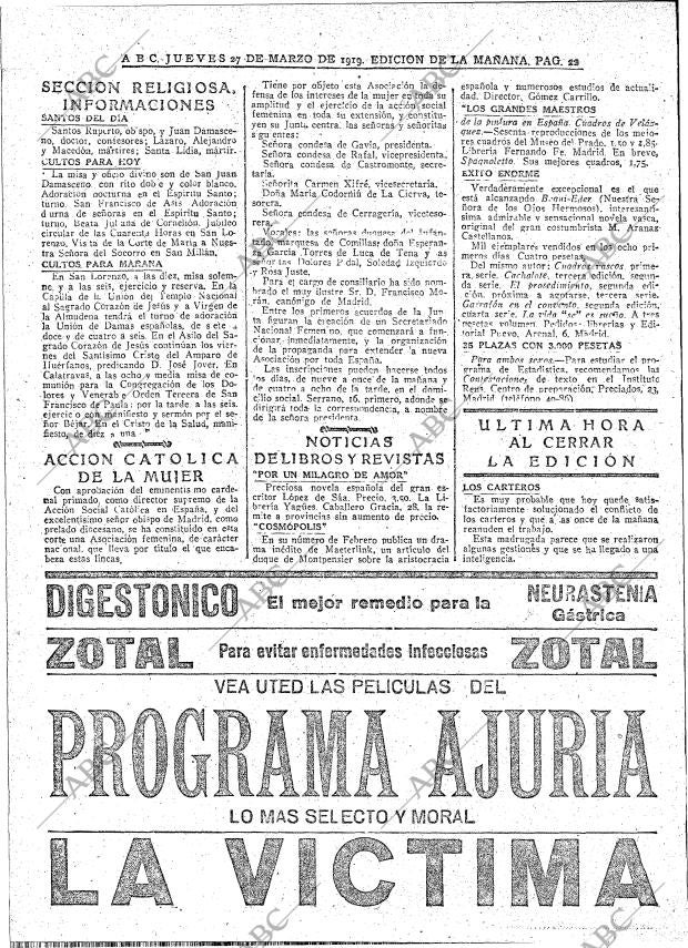 ABC MADRID 27-03-1919 página 22