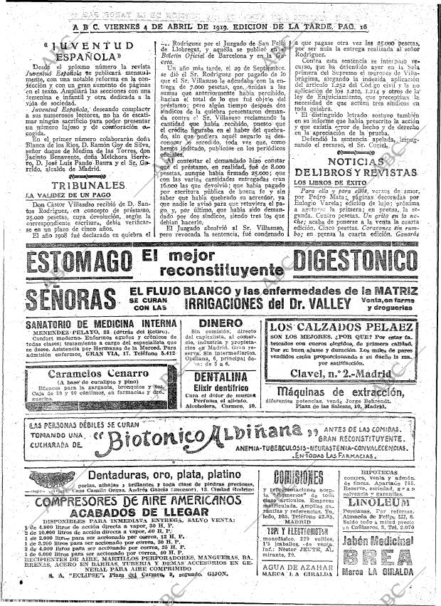 ABC MADRID 04-04-1919 página 16