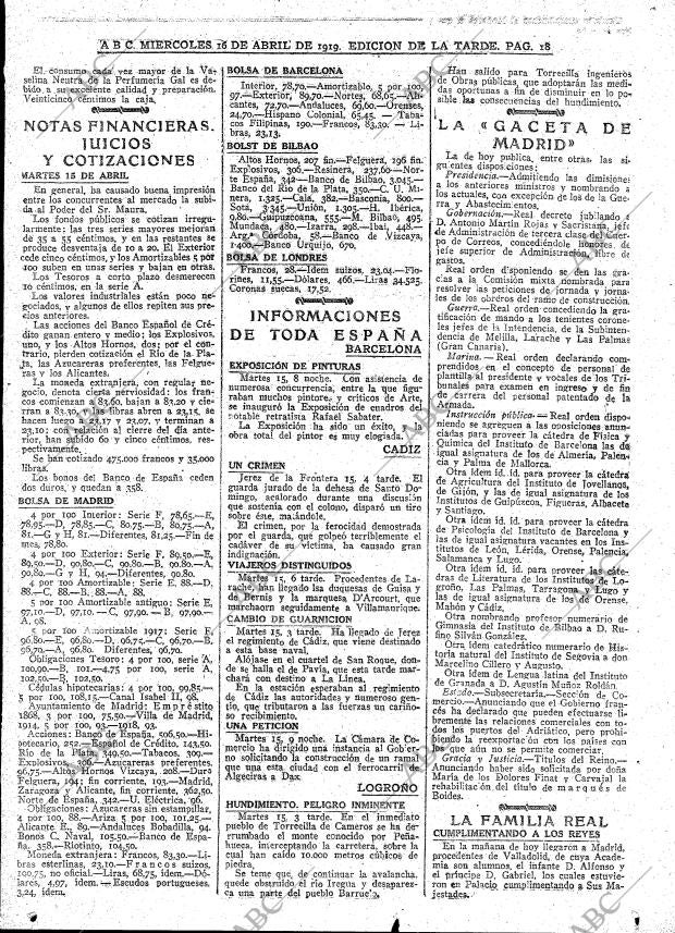 ABC MADRID 16-04-1919 página 18