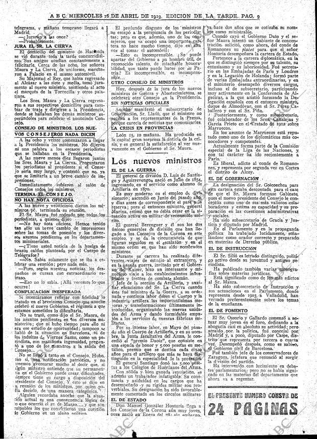 ABC MADRID 16-04-1919 página 9