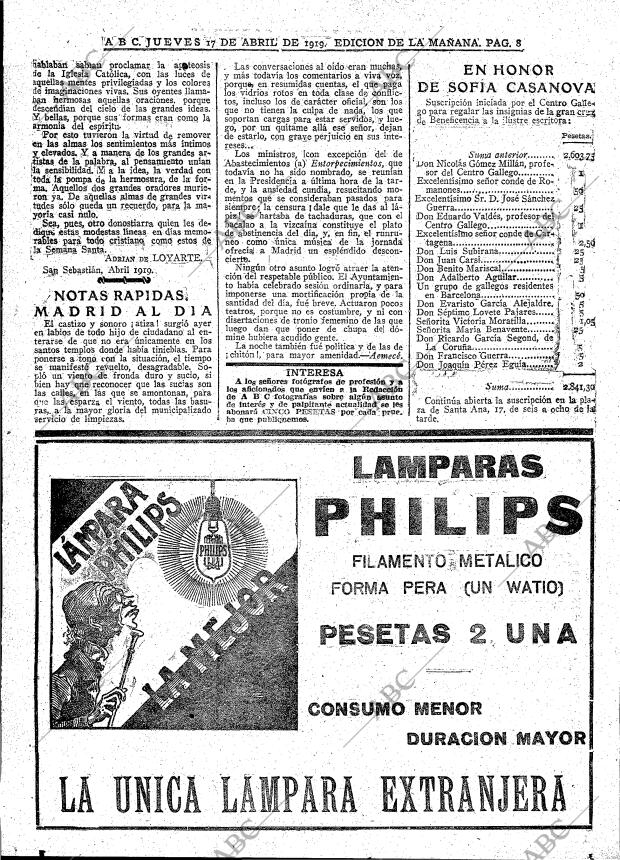 ABC MADRID 17-04-1919 página 8
