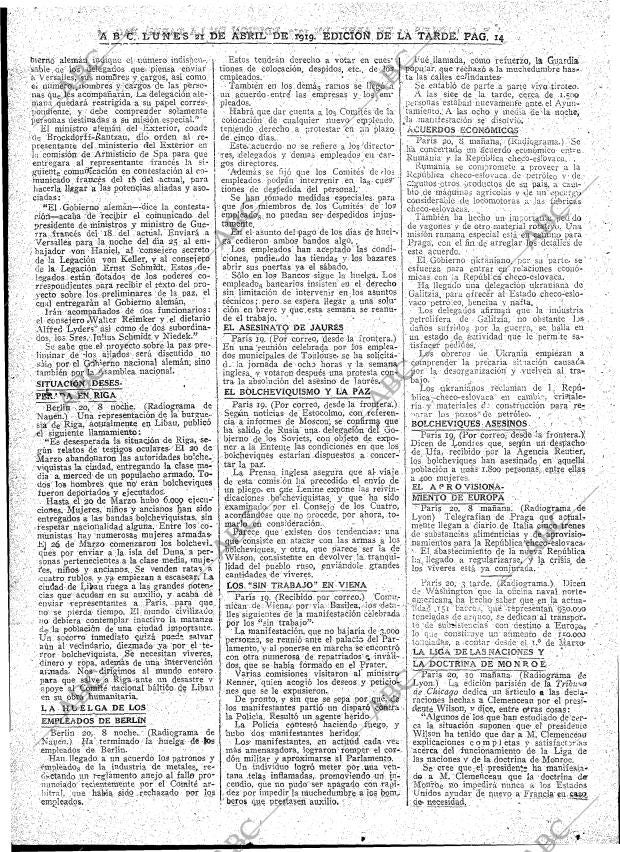 ABC MADRID 21-04-1919 página 14