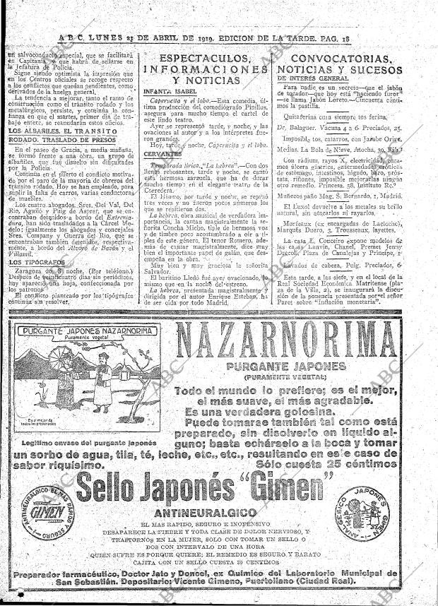 ABC MADRID 21-04-1919 página 18