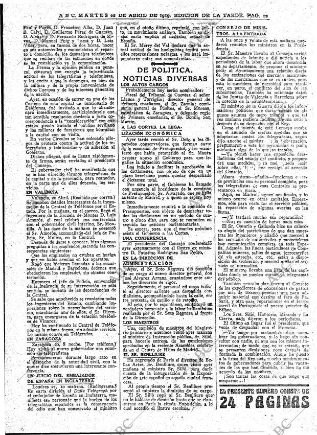 ABC MADRID 22-04-1919 página 12