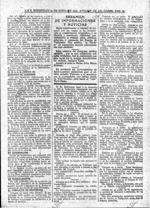 ABC MADRID 23-04-1919 página 13