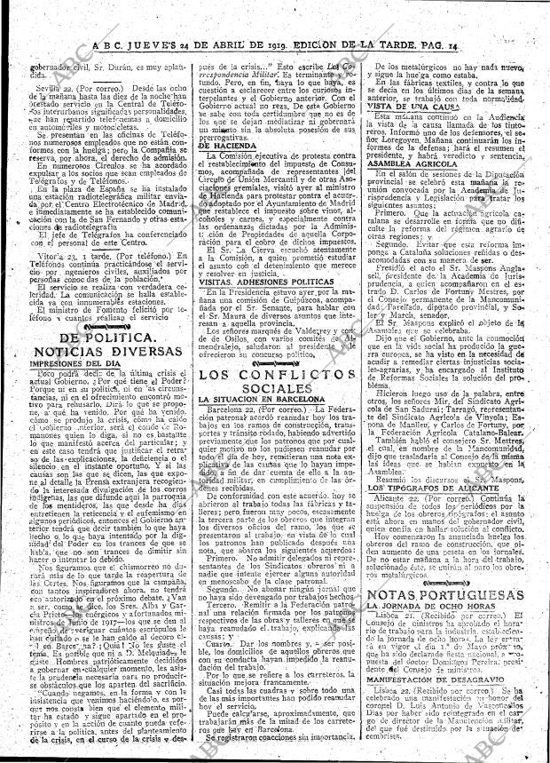 ABC MADRID 24-04-1919 página 14