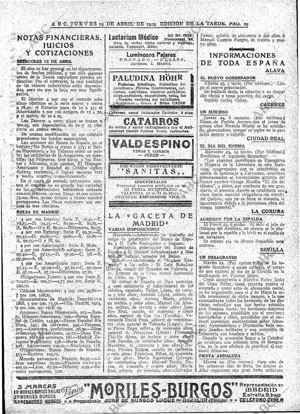 ABC MADRID 24-04-1919 página 19