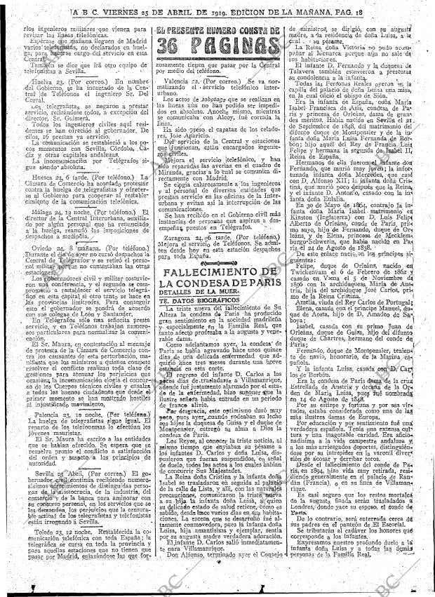 ABC MADRID 25-04-1919 página 18