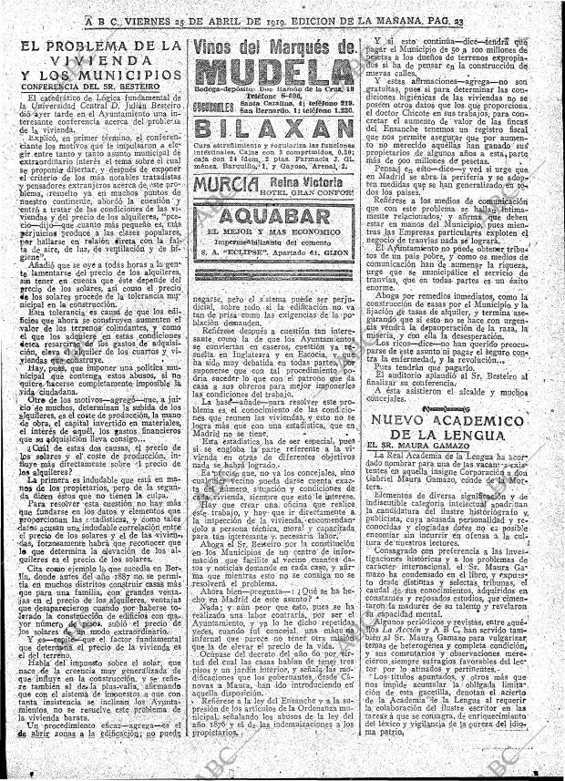 ABC MADRID 25-04-1919 página 23