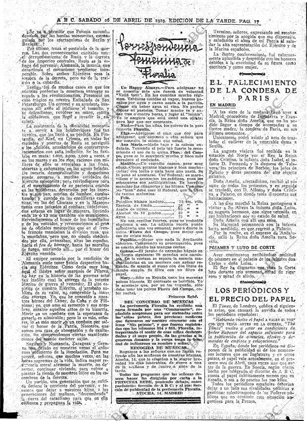 ABC MADRID 26-04-1919 página 17