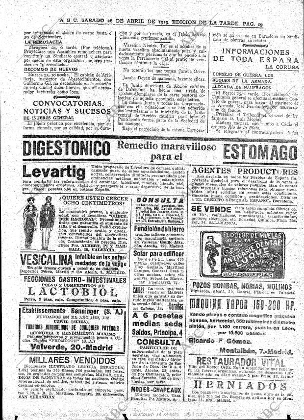 ABC MADRID 26-04-1919 página 19