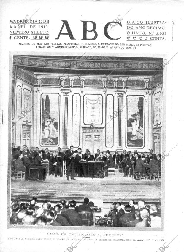 ABC MADRID 27-04-1919 página 1