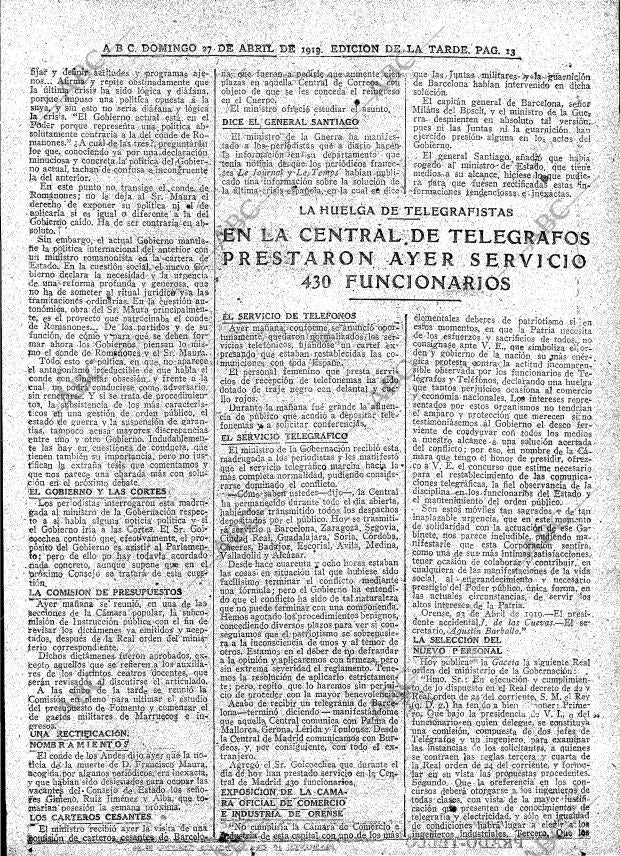 ABC MADRID 27-04-1919 página 13