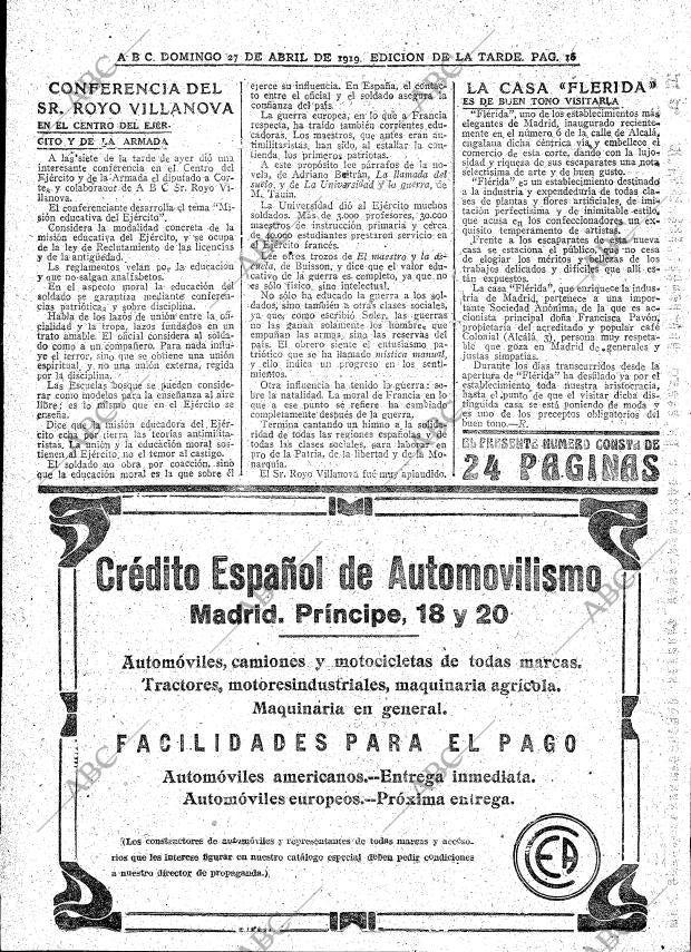 ABC MADRID 27-04-1919 página 16