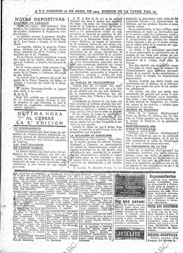ABC MADRID 27-04-1919 página 20