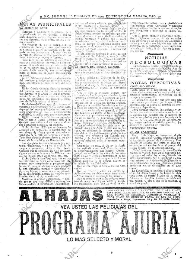 ABC MADRID 01-05-1919 página 22