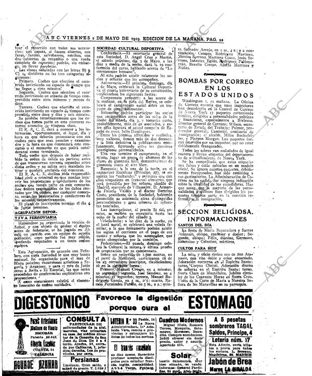 ABC MADRID 02-05-1919 página 22