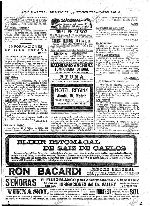ABC MADRID 27-05-1919 página 18