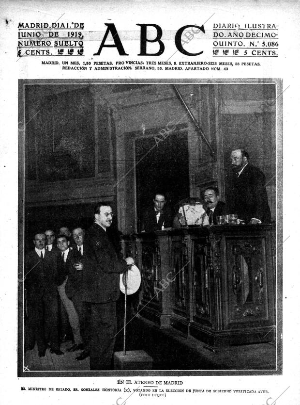 ABC MADRID 01-06-1919 página 1