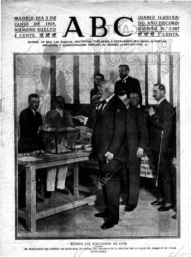 ABC MADRID 02-06-1919 página 1