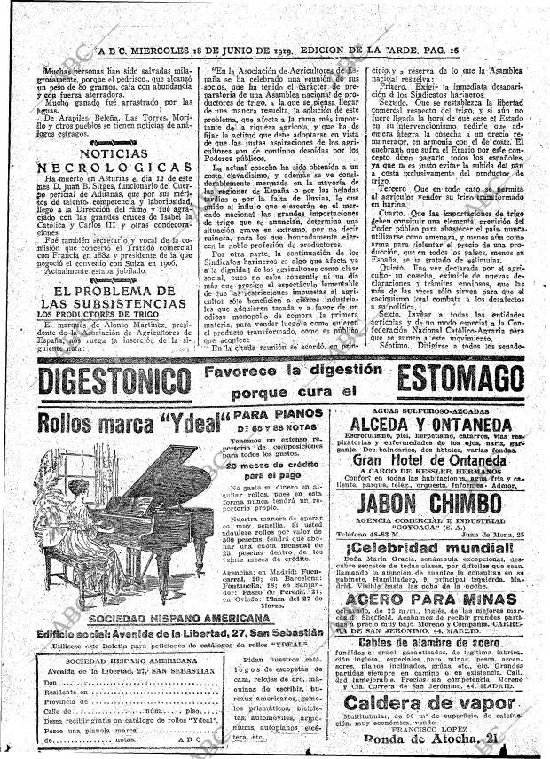 ABC MADRID 18-06-1919 página 16