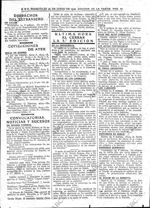 ABC MADRID 25-06-1919 página 20