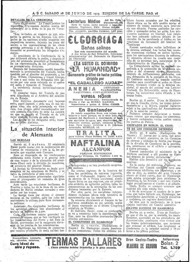 ABC MADRID 28-06-1919 página 16