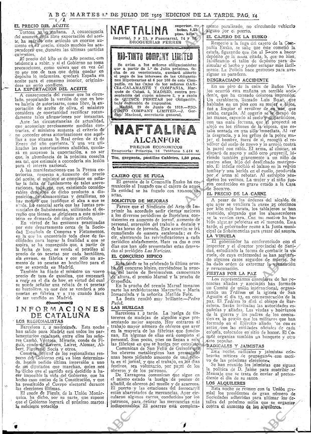 ABC MADRID 01-07-1919 página 14