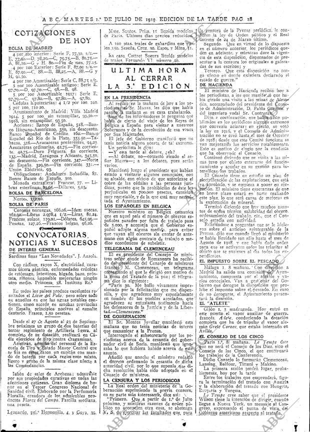 ABC MADRID 01-07-1919 página 18
