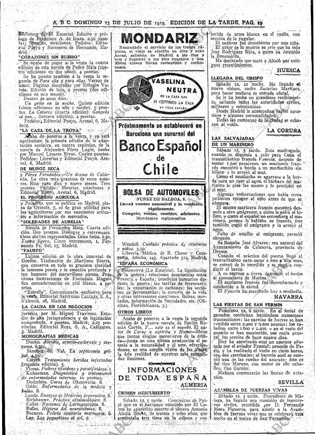 ABC MADRID 13-07-1919 página 19