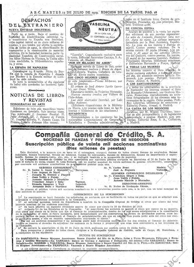 ABC MADRID 15-07-1919 página 16