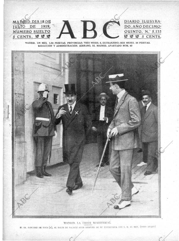 ABC MADRID 18-07-1919 página 1