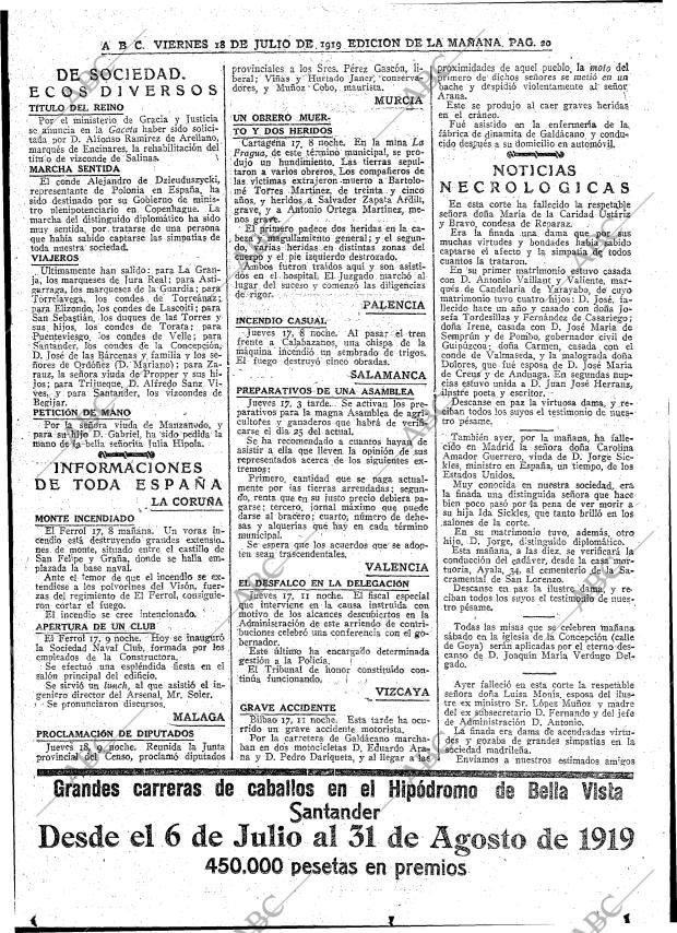 ABC MADRID 18-07-1919 página 20