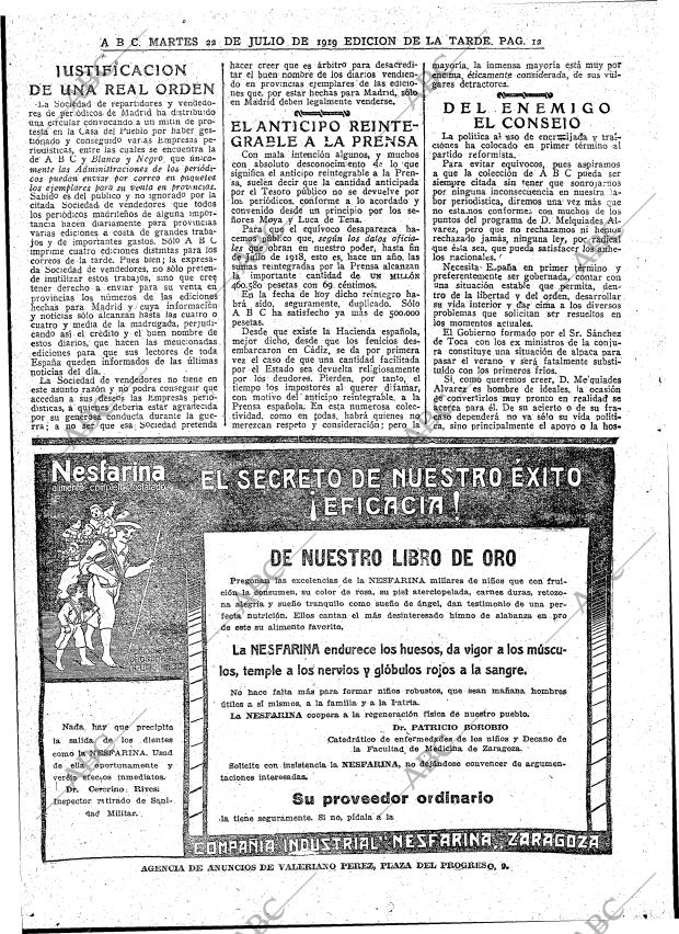 ABC MADRID 22-07-1919 página 12