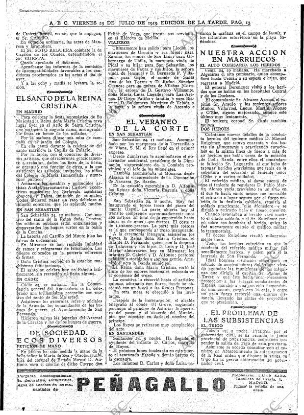ABC MADRID 25-07-1919 página 13