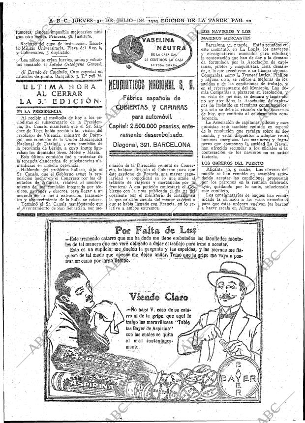 ABC MADRID 31-07-1919 página 20