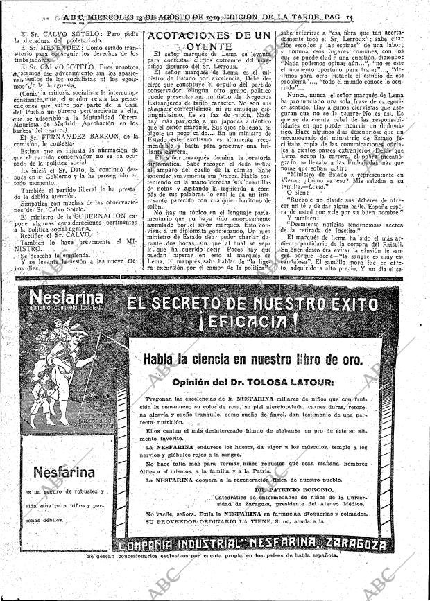 ABC MADRID 13-08-1919 página 14