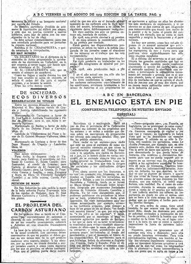 ABC MADRID 15-08-1919 página 9