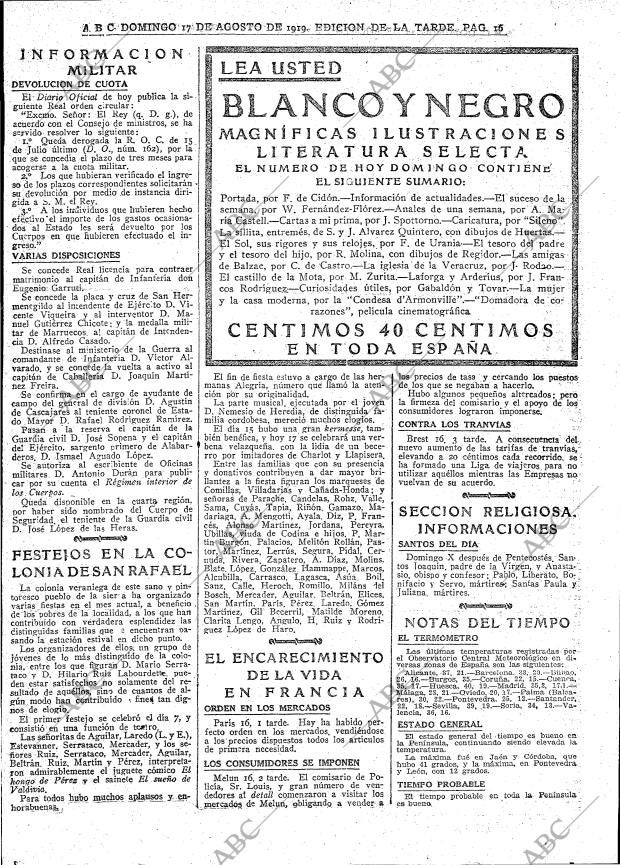 ABC MADRID 17-08-1919 página 16