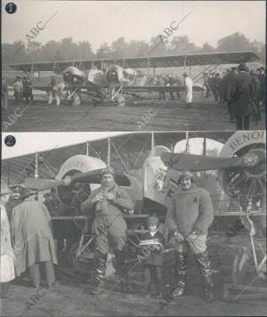 el aeroplano en que el aviador francés Poulet Intenta realizar el vuelo de Paris...